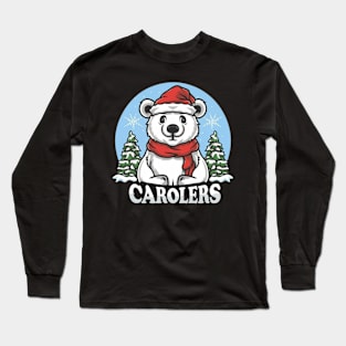 Polar bears, caroling, Christmas, snow, Arctic, holiday, festive, singing, scarves, adorable Long Sleeve T-Shirt